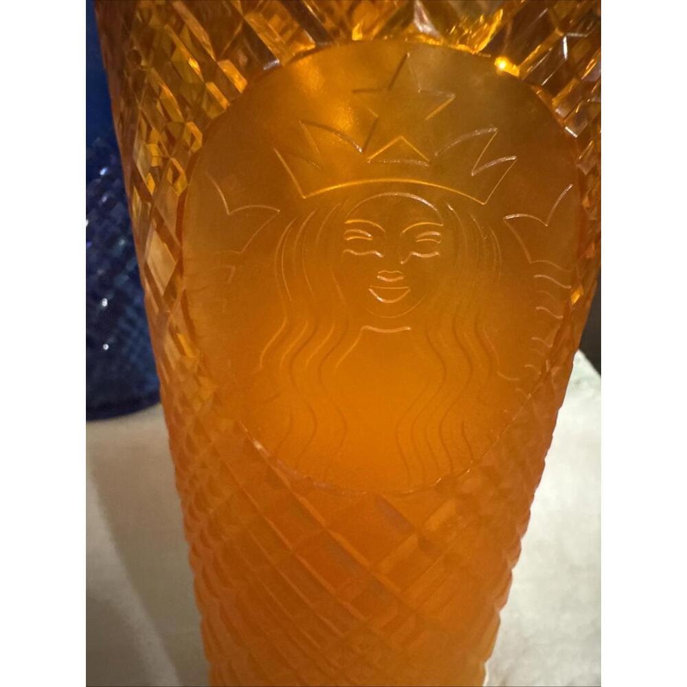 Lot 3 Starbucks Tumblers 24 oz Jeweled Iridescent Blue Orange Green No Straws - Picture 5 of 14